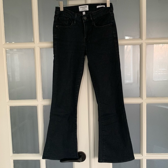 FRAME denim mini boot crop flare jeans, 25, petites
